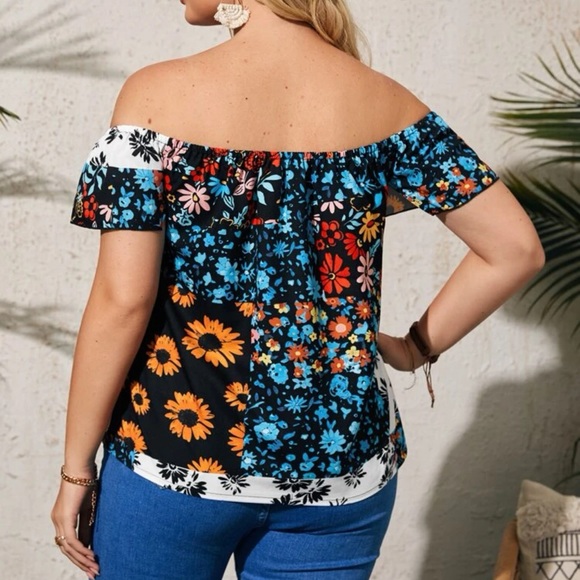 Shein Off-Shoulder Floral print top Size 0X - Picture 4 of 7